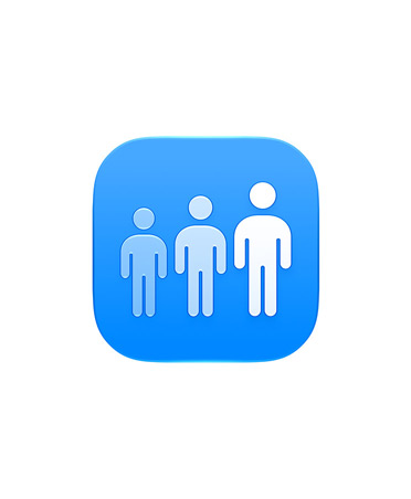 Badge représentant trois enfants dont la taille augmente de gauche à droite, illustrant la possibilité de personnaliser l’accès aux apps selon l’âge
