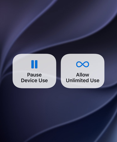 Screen displaying Pause Device Use and Allow Unlimited Use buttons. 