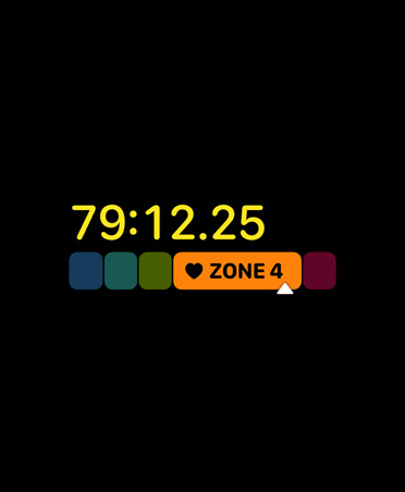 Work-out-app, gegevens in Vermogenszones, work-out in zone 4