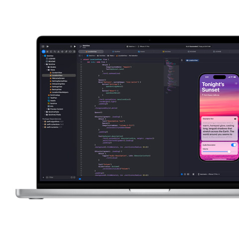 Una pantalla que muestra la programación en la app Xcode